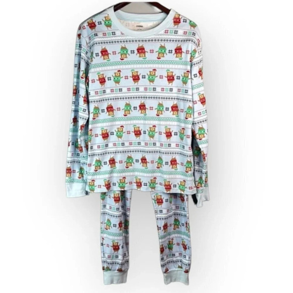 GYMBOREE Youth Girls Baby Blue Christmas Print PJs Long Sleeve Crewneck Bears L - Picture 2 of 10